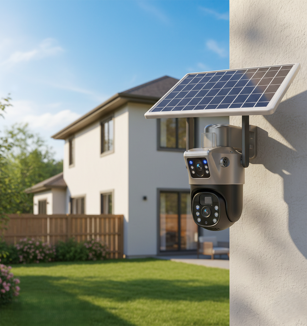 Cámara de Seguridad Profesional TP15: 4G LTE, Doble Lente y Energía Solar